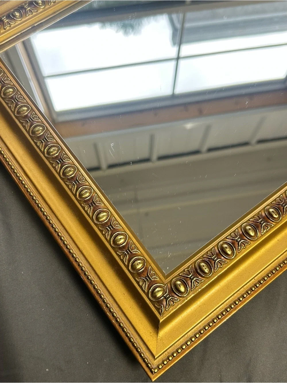 Vintage Mirrored Vanity Tray Gold Ornate 16